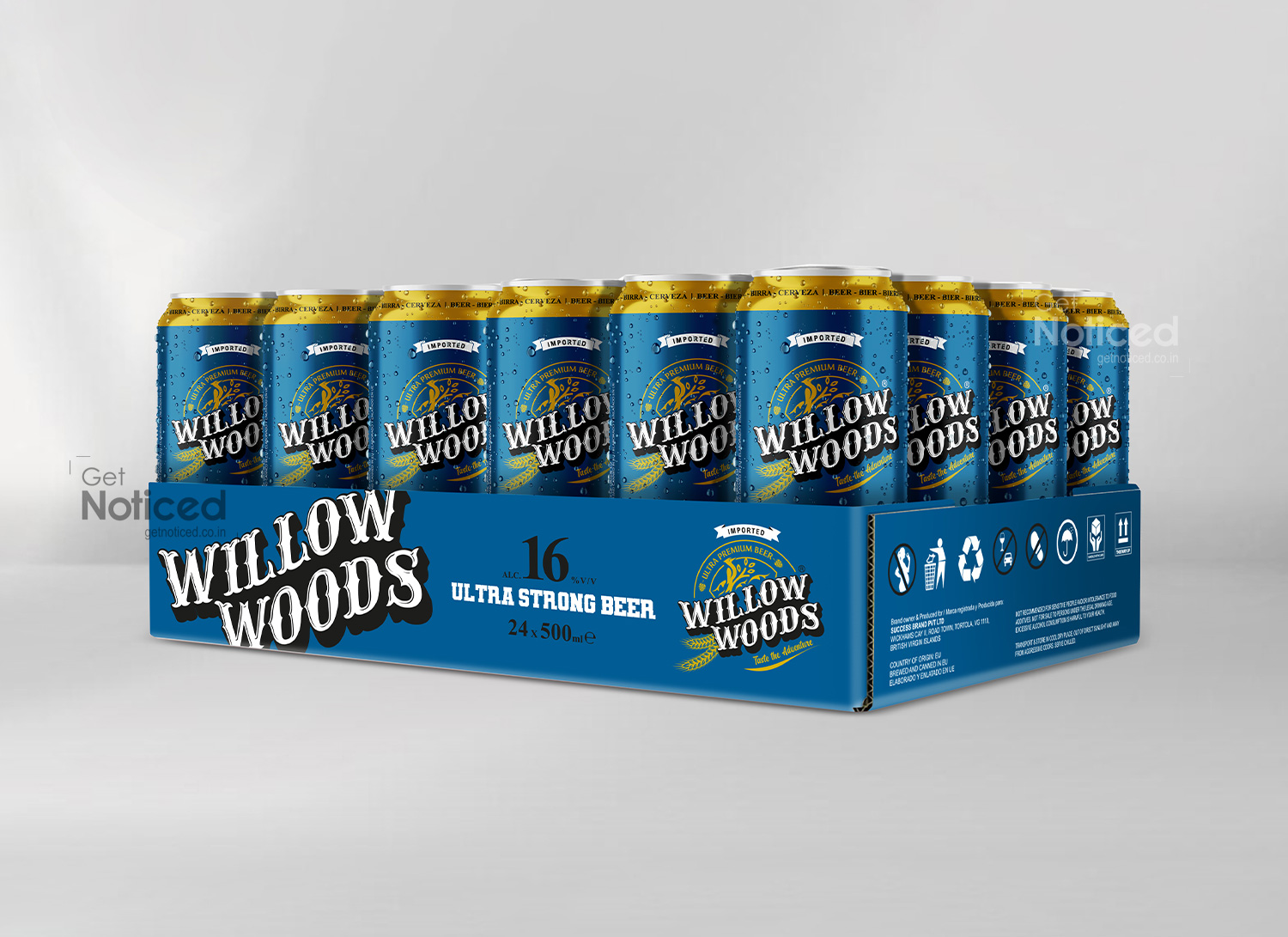 16 percent pack tray packaging design for Willow Woods brewery can distribution