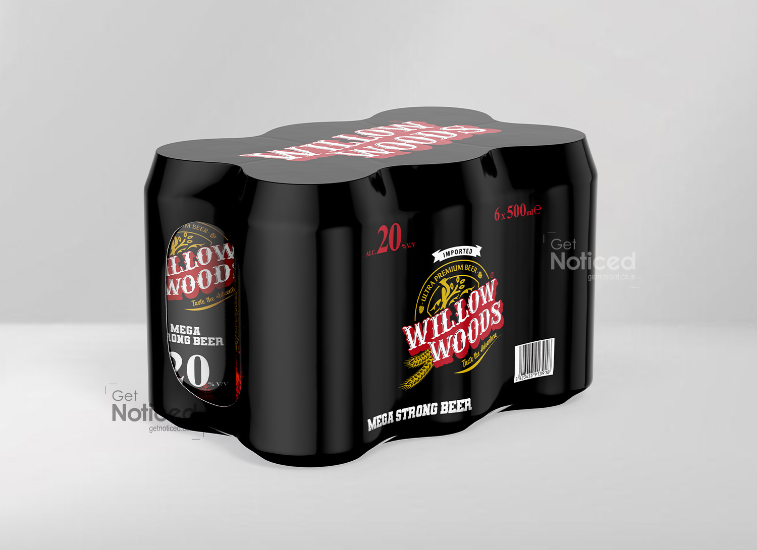 20 percent shrink sleeve packaging design for Willow Woods premium beer branding