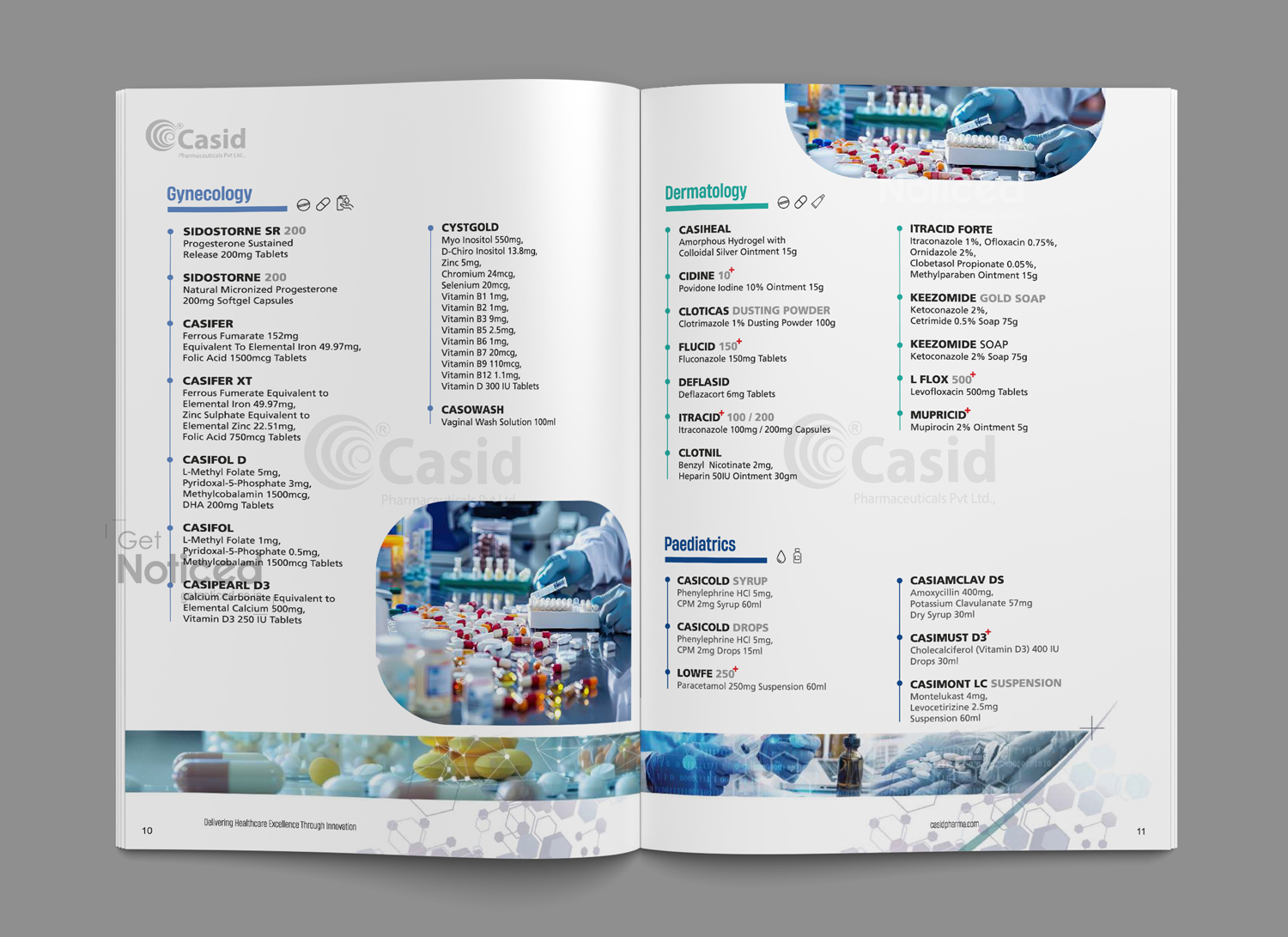 A4 medical product catalogue design with professional layout hierarchy