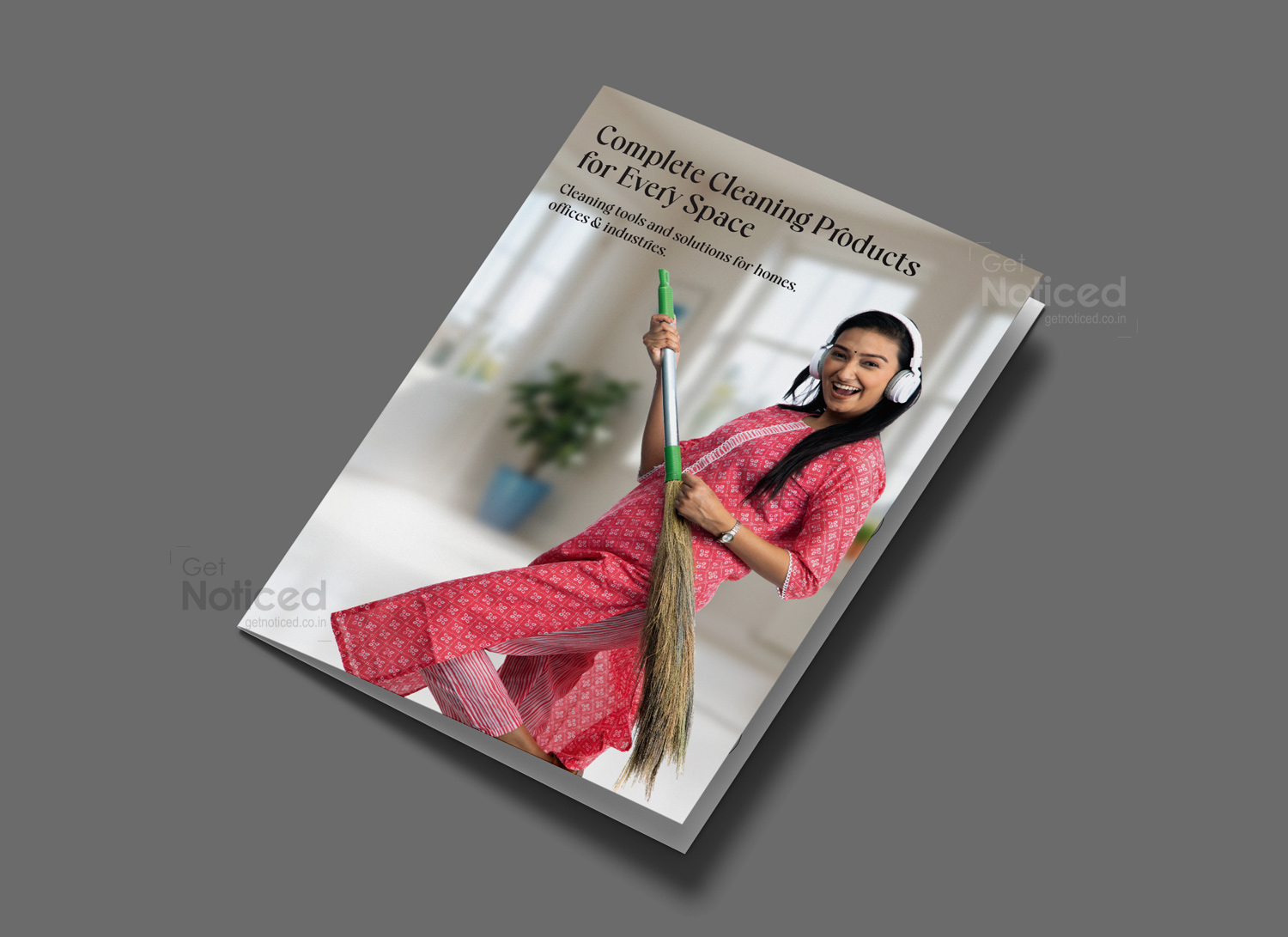 A4 product catalogue cover design for Shri Sai Traders, Chennai – cleaning tools and liquids