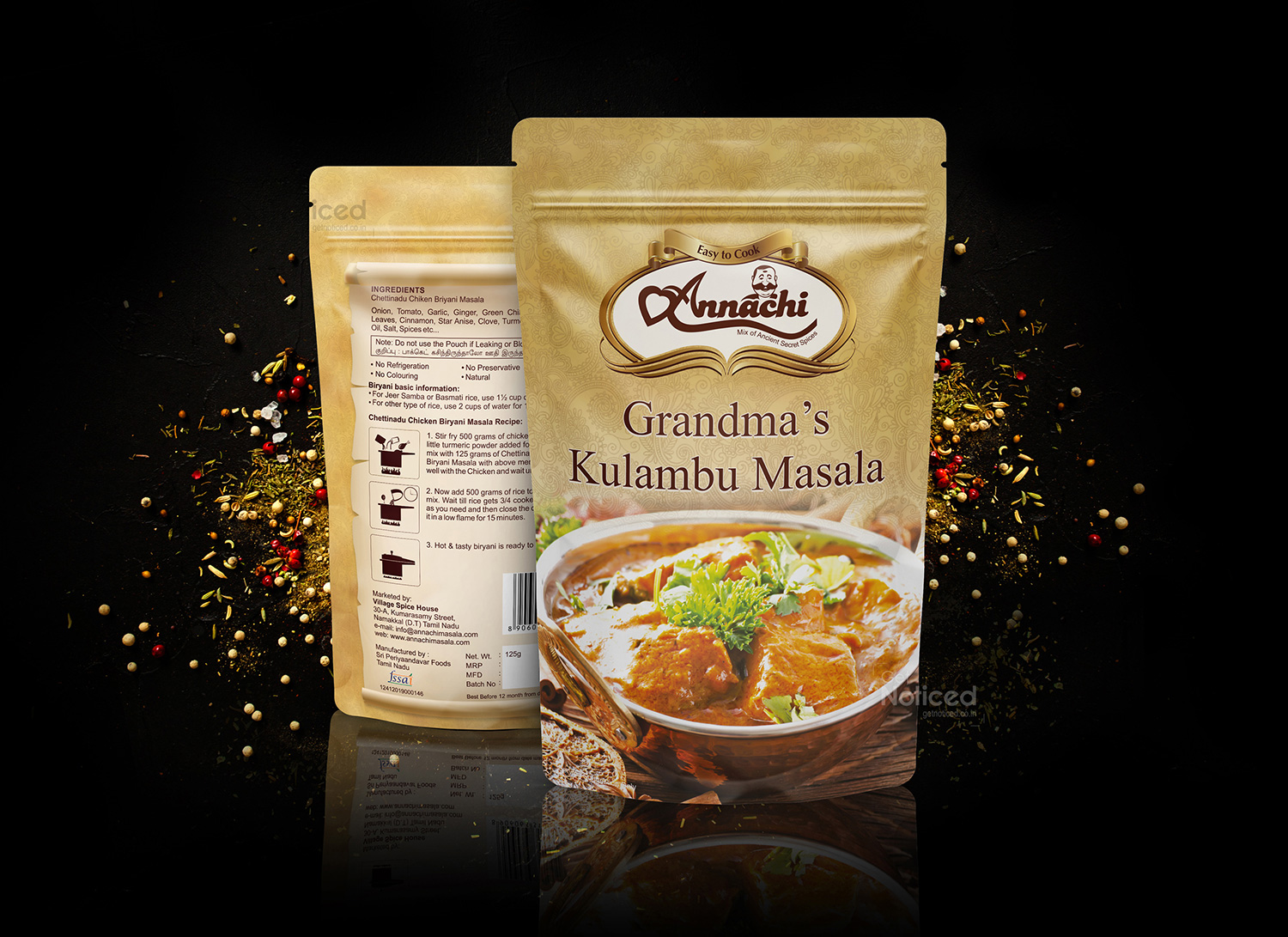 Annachi Masala Packaging Design