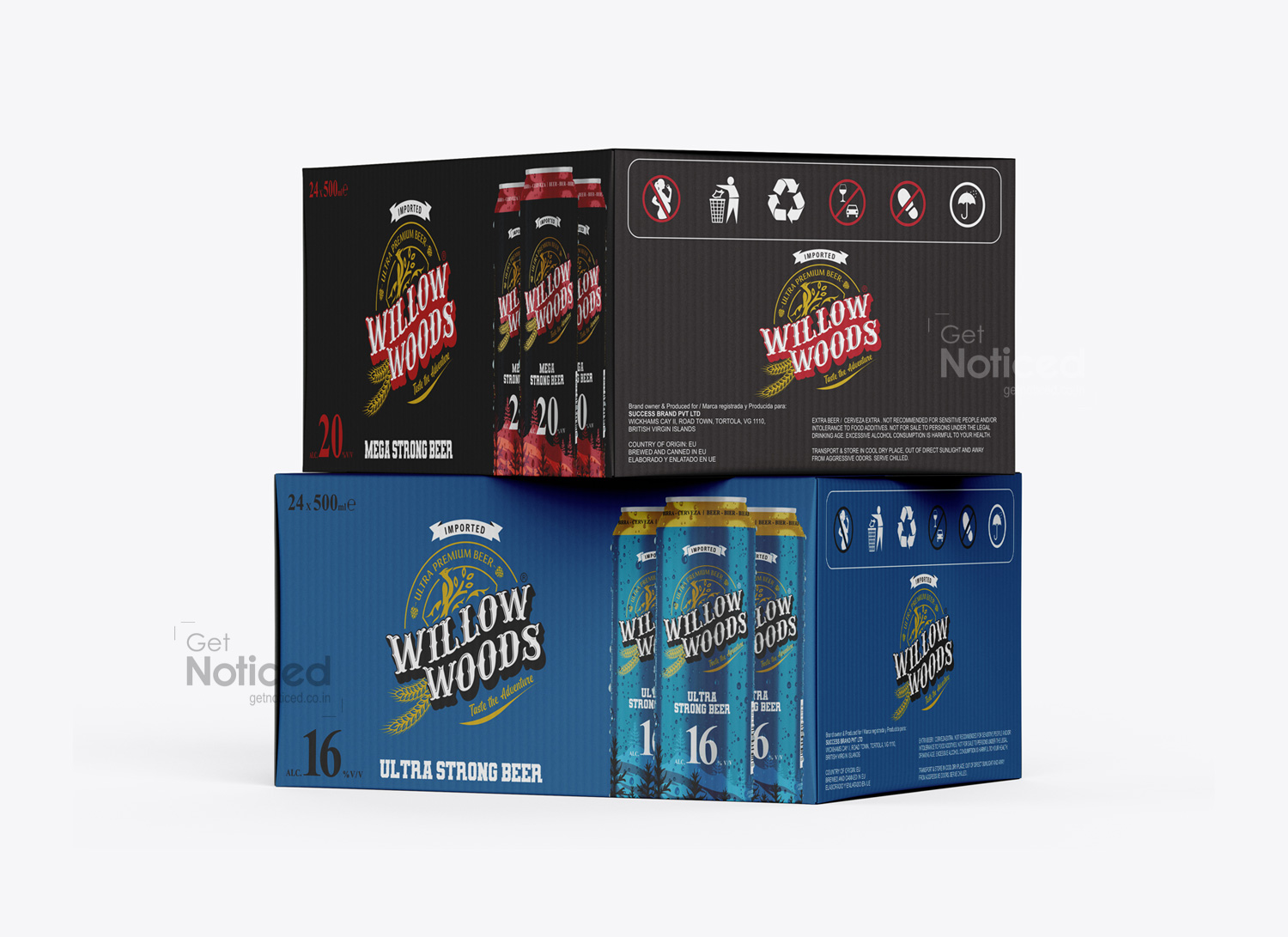 Beer carton box design for Willow Woods with premium export packaging and retail-ready structure