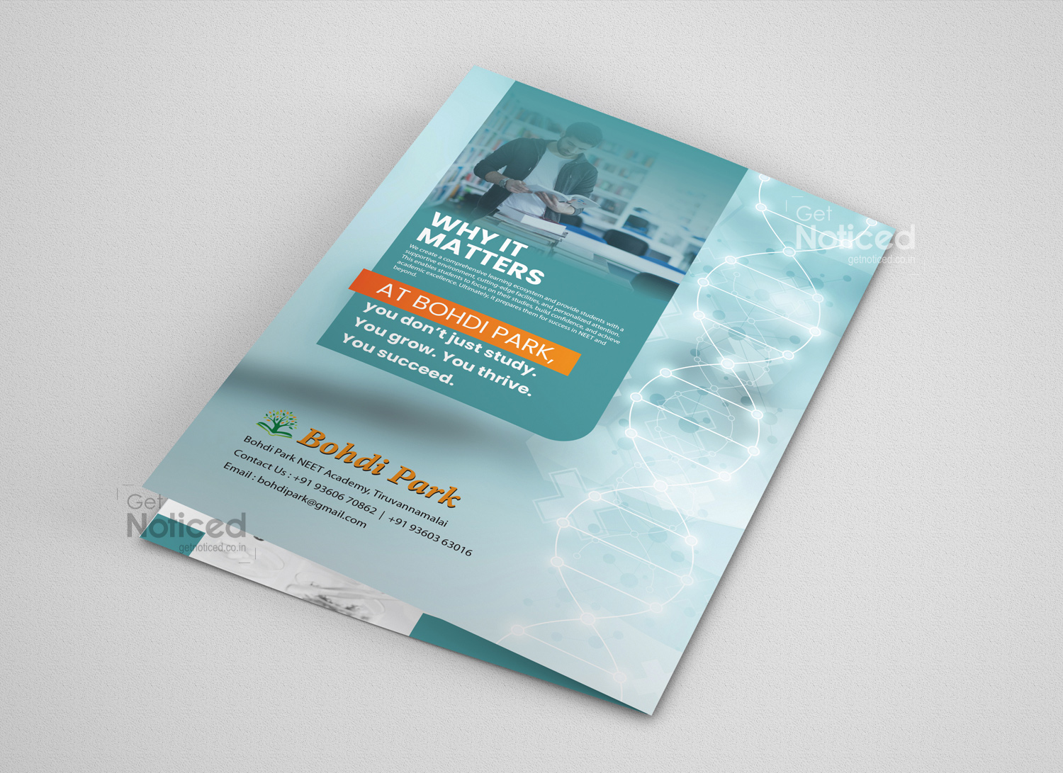 bohdi park NEET academy brochure design