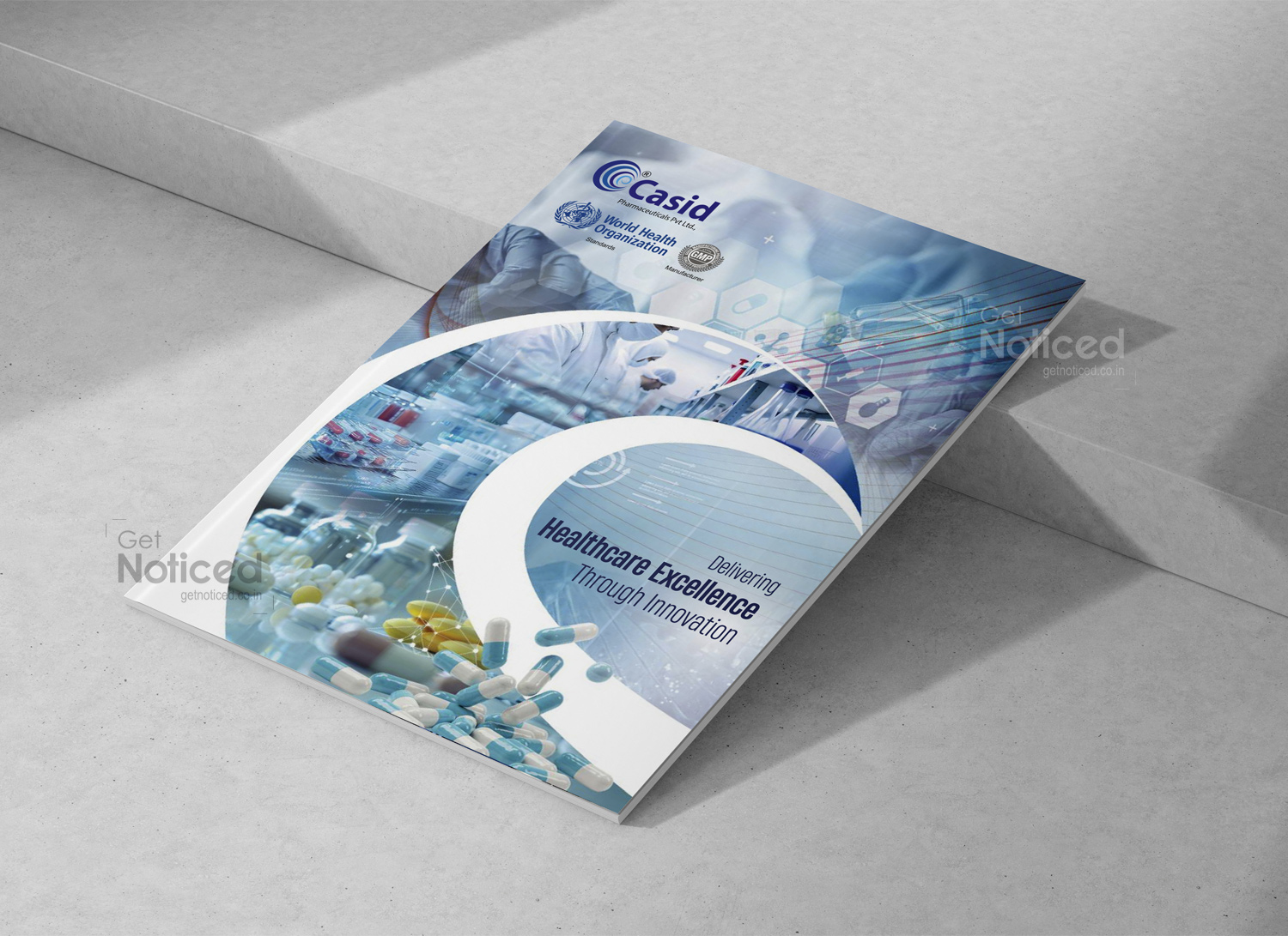 CASID Pharmaceuticals medical product catalogue design A4 brochure layout