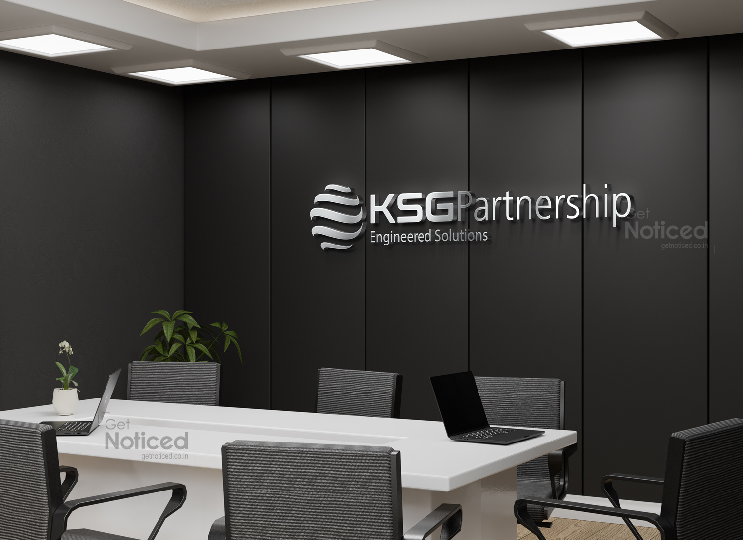 Creative logo design showing clean typography and corporate visual balance