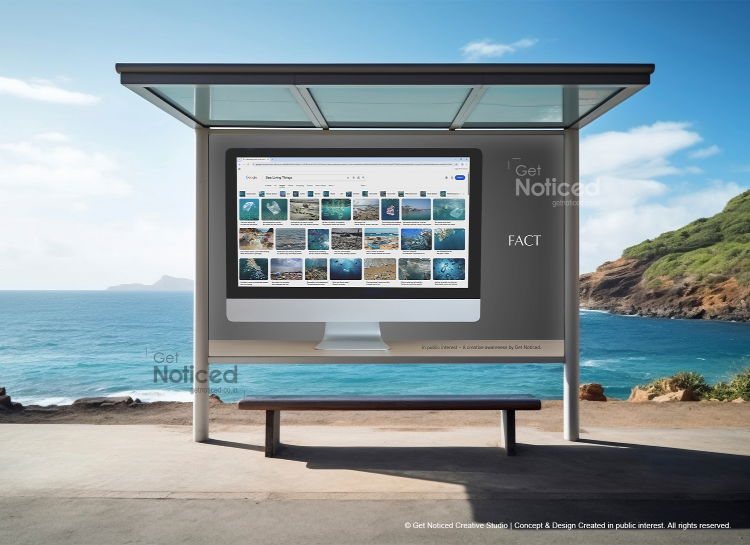 Creative outdoor advertisement design exposing ocean pollution awareness