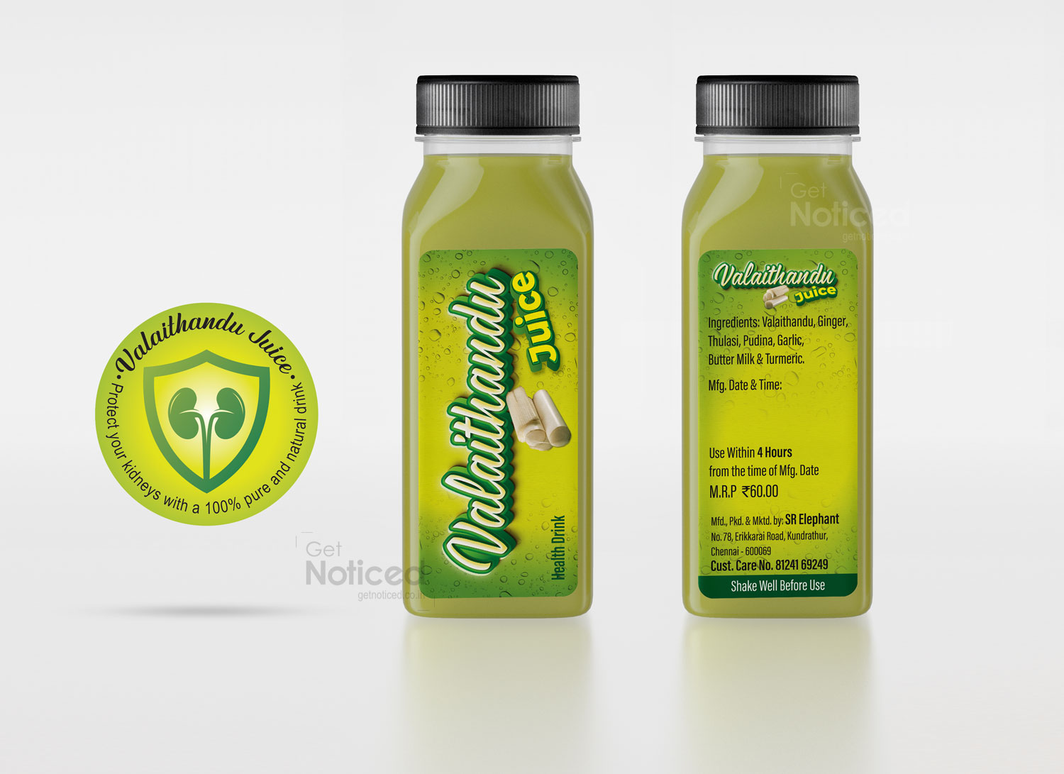 Creative product packaging design for Valathandu Juice kidney-protective herbal recipe drink