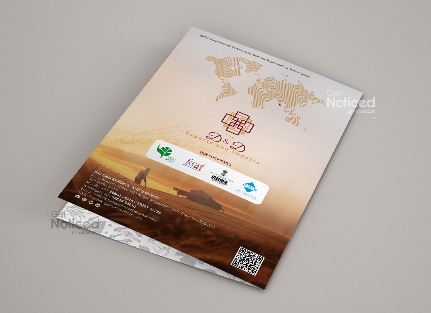 D&D Exporters and Importers corporate profile brochure design