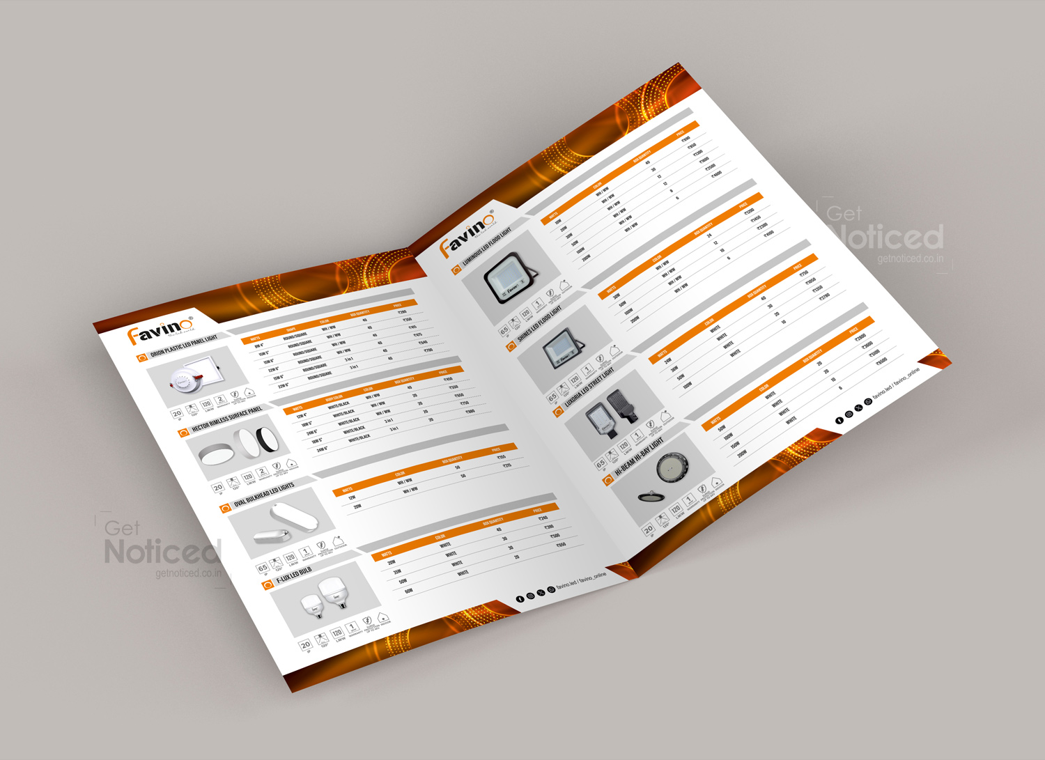 Favino Led Lighiting Product Catalogue design