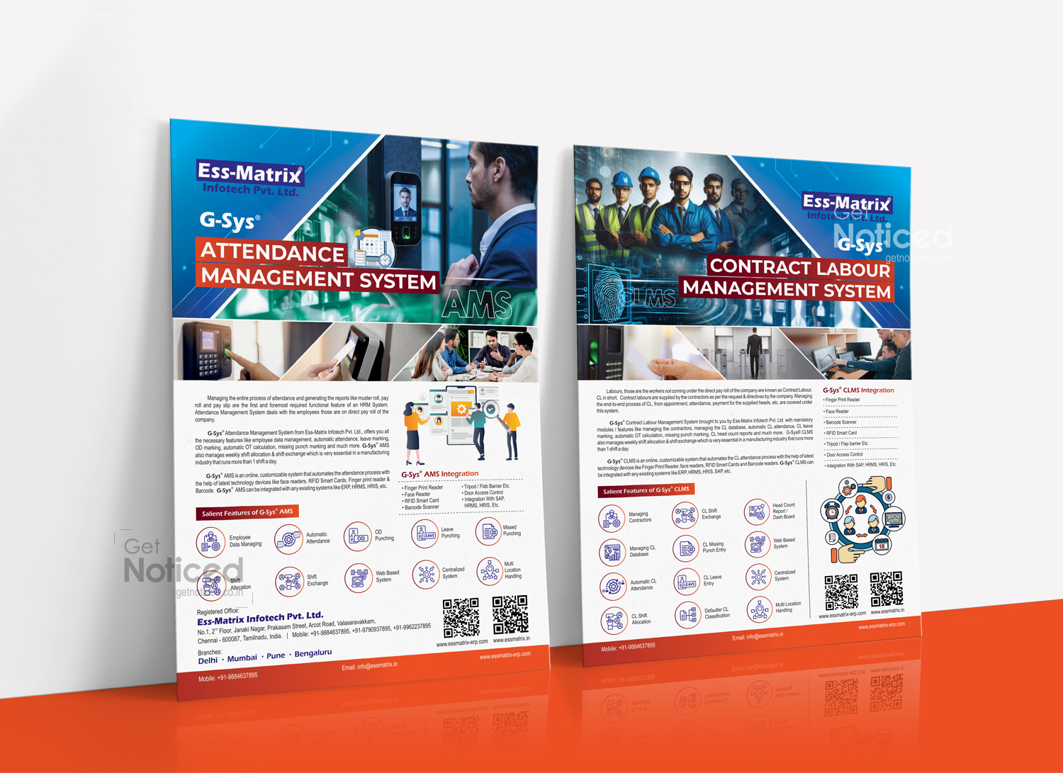 Custom flyer design for G-Sys showcasing workforce and asset solutions