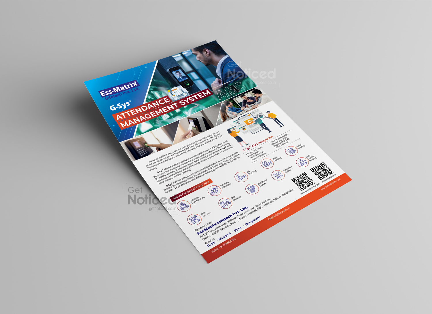 G-Sys Software flyer design featuring smart HR and vendor solutions