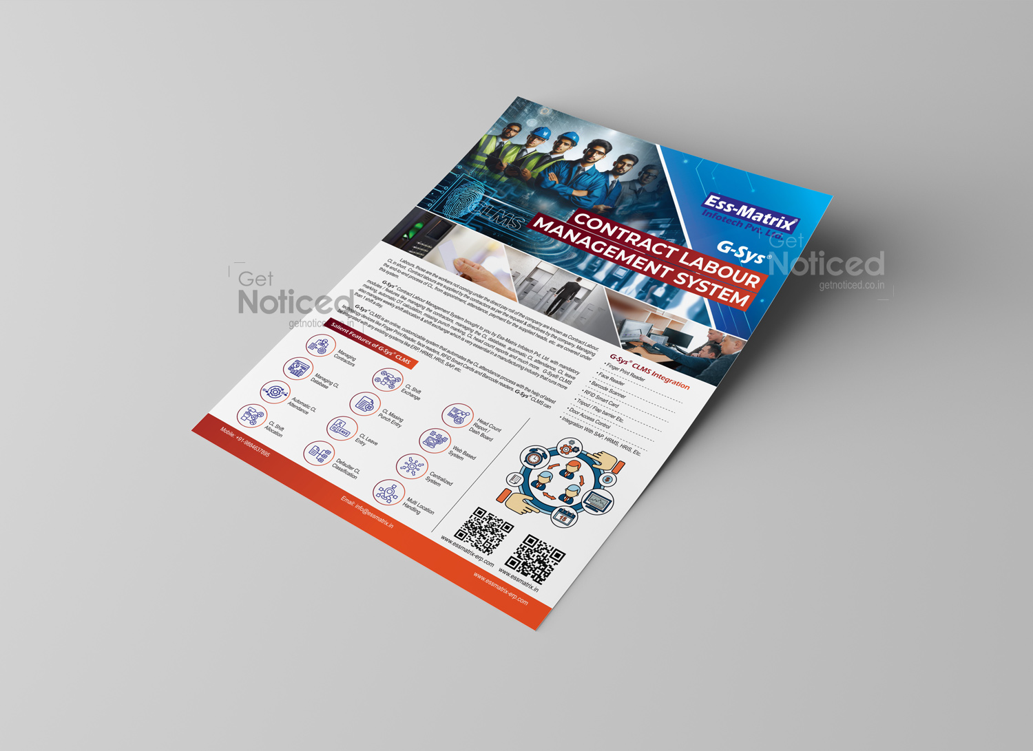 Flyer design for G-Sys Software promoting smart workforce management tools