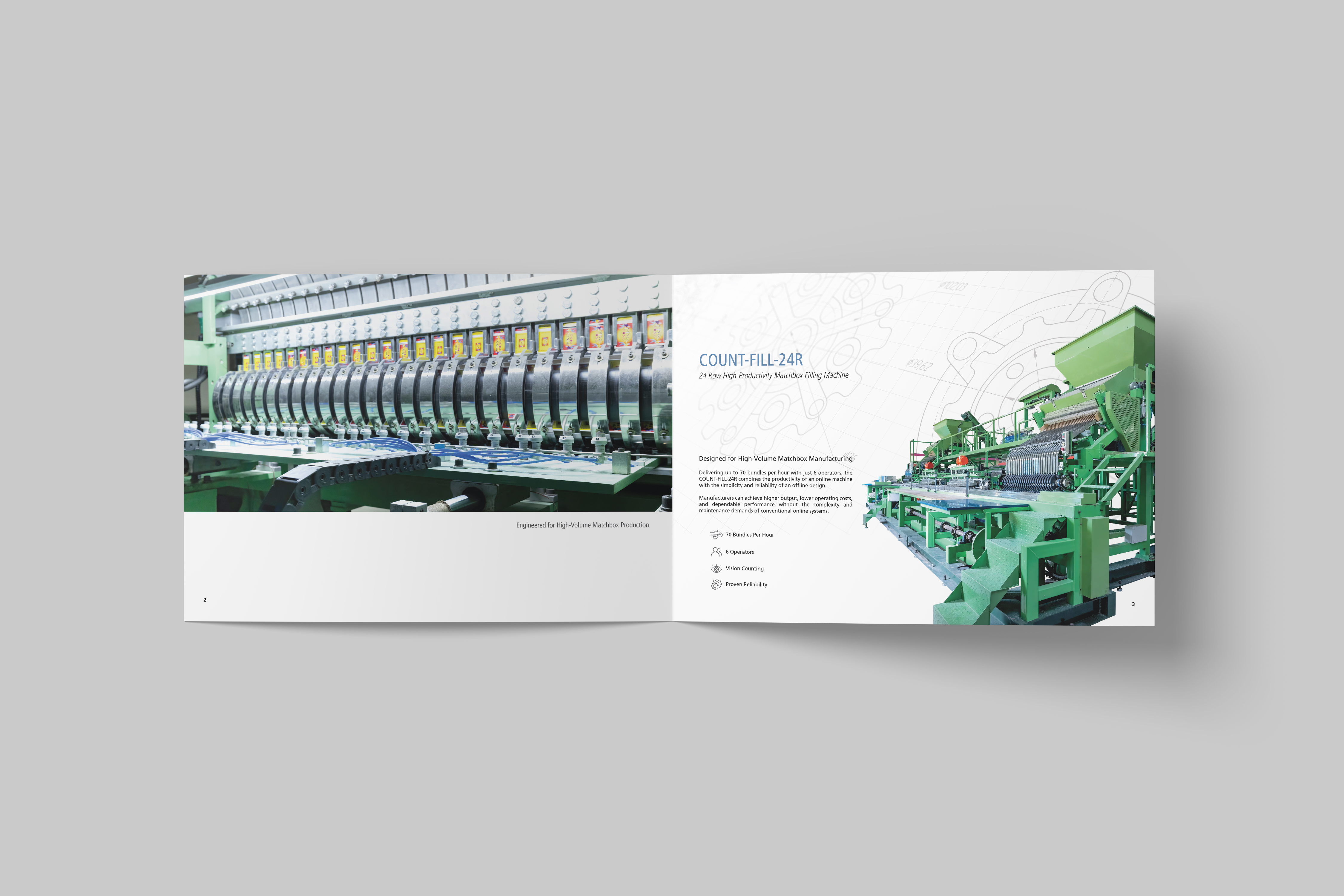 Industrial matchbox production machine with dual 24-row automated filling system.