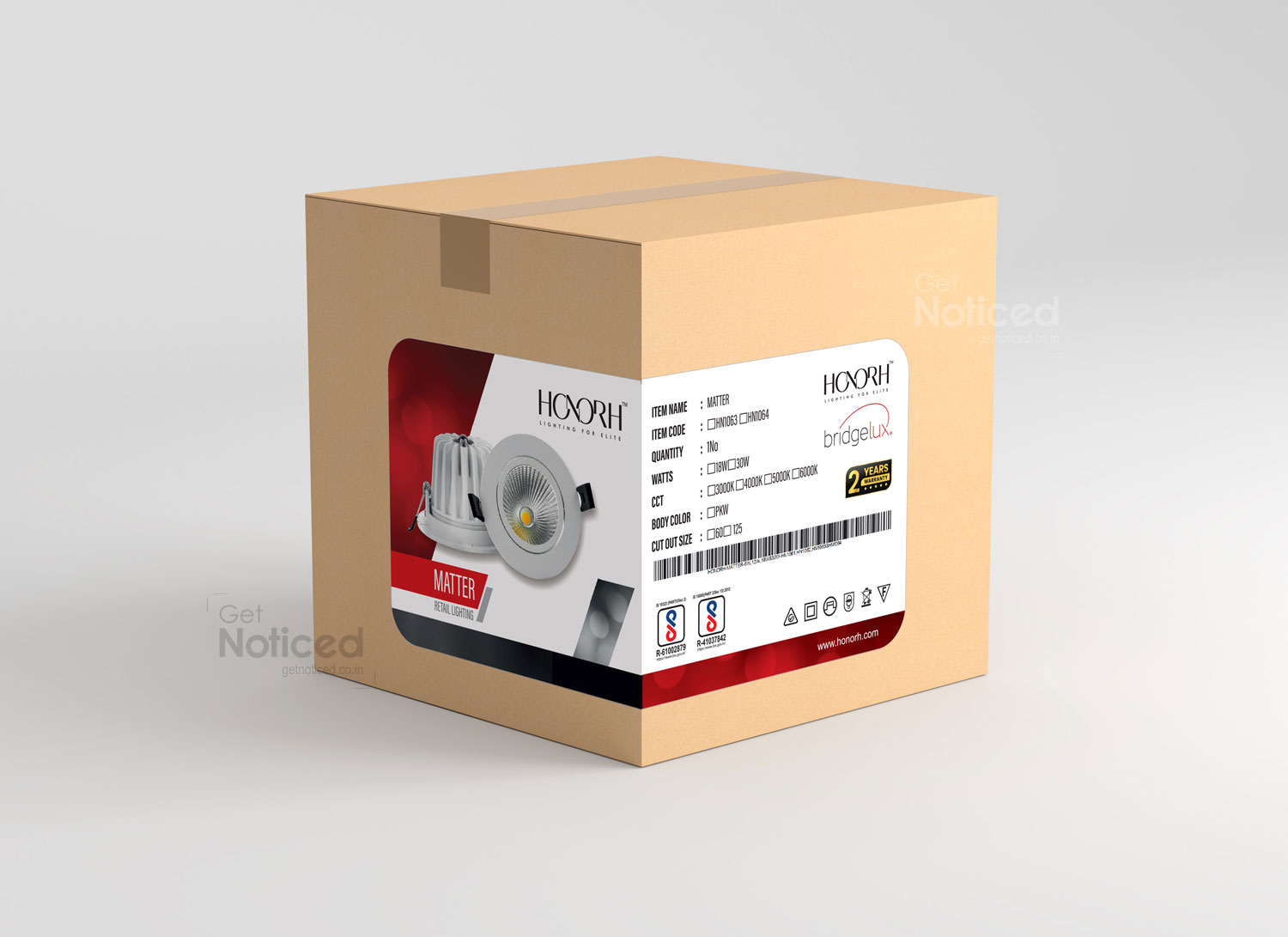 Innovative LED light box sticker packaging design for 25+ HONORH products by Get Noticed
