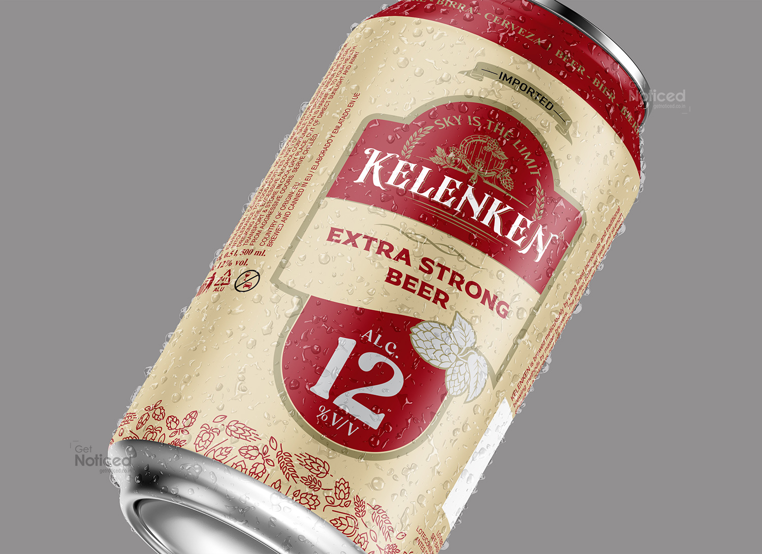 Kelenken beer can packaging design 12%