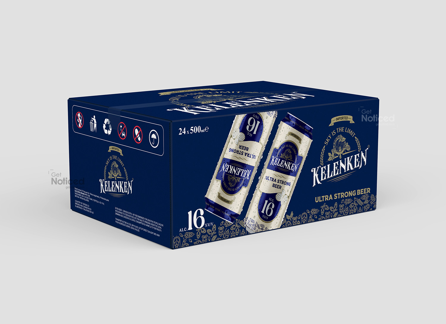 Kelenken beer can packaging design 16%