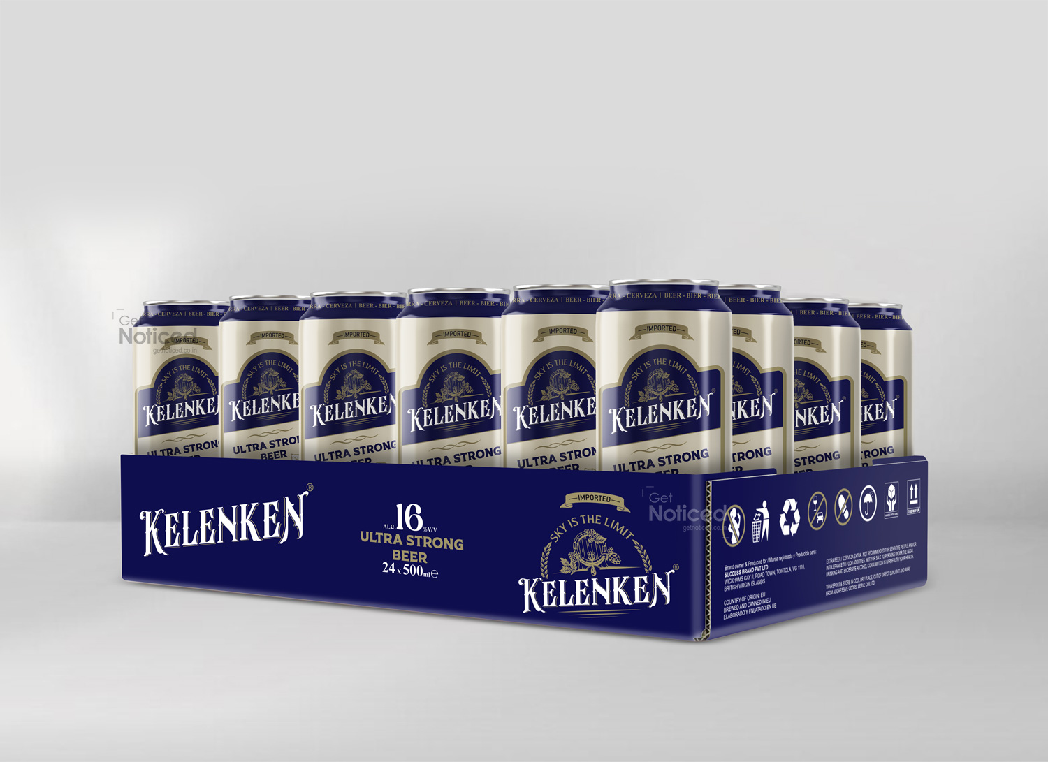 Kelenken beer can packaging design 16%