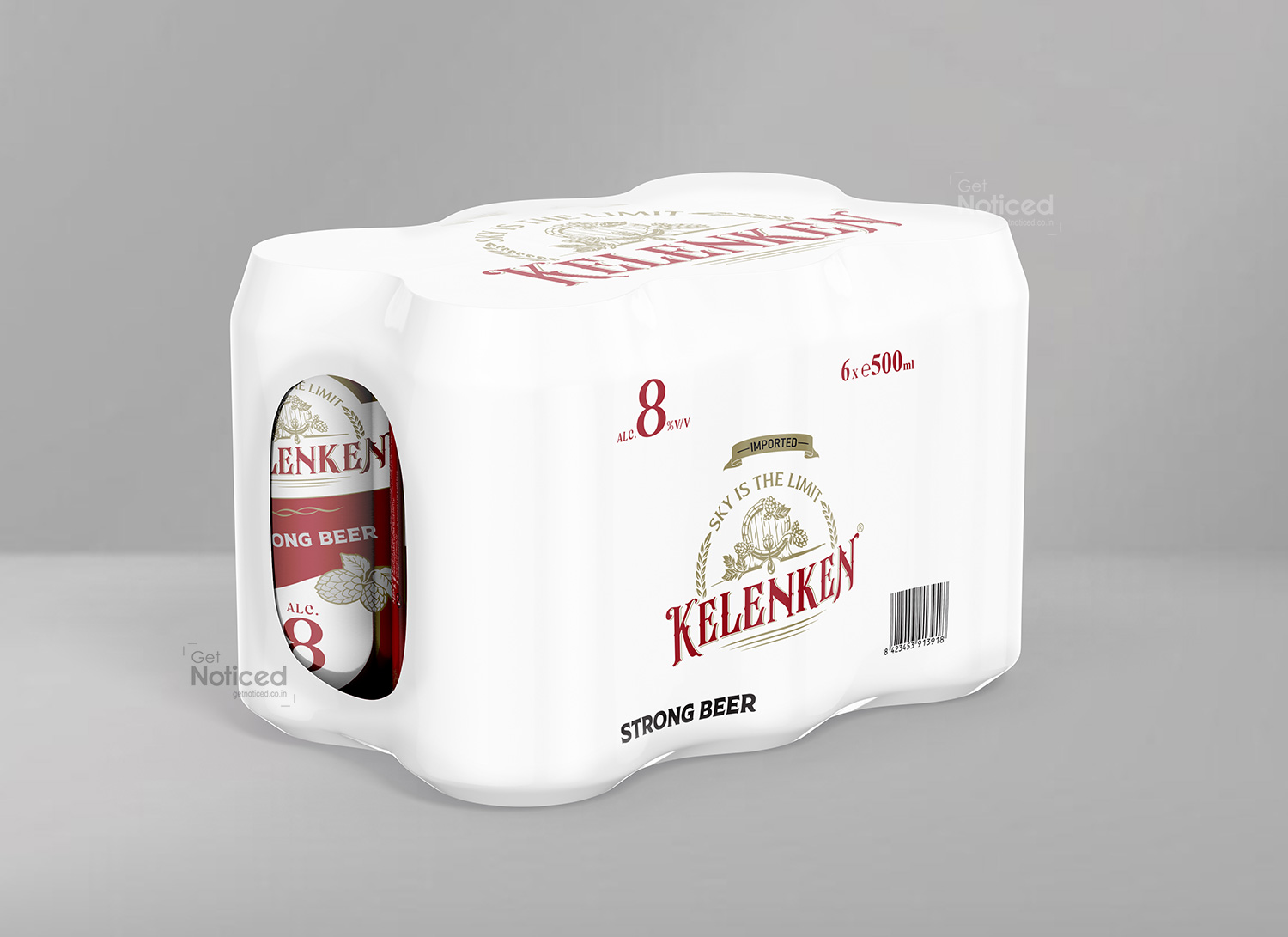 Kelenken beer can packaging design 8%