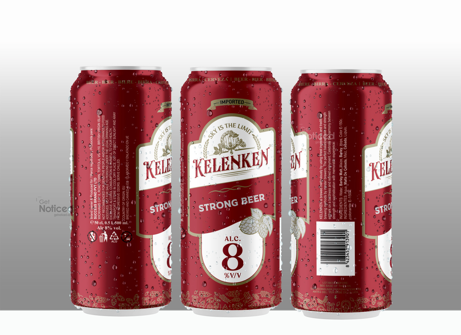 Kelenken beer can packaging design 8%