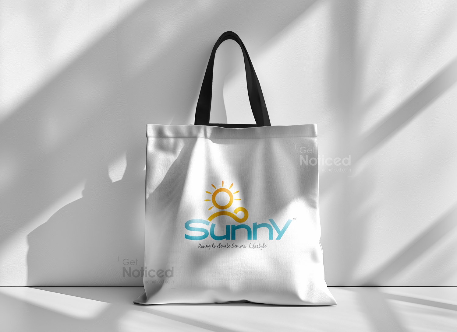 Creative logo design with sun element for SUNNY senior citizen support and trust branding