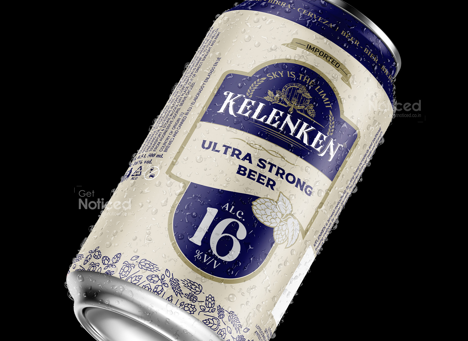 Premium beer packaging design for Kelenken brewery can product presentation