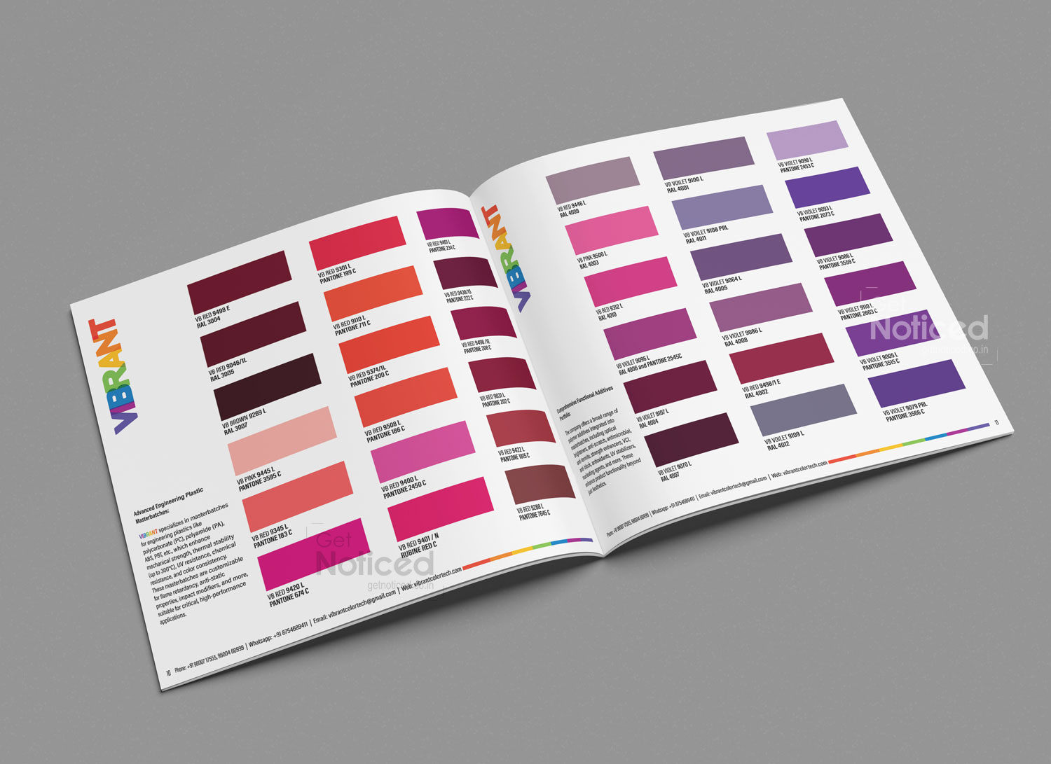Vibrant Colortech catalogue color reference page design