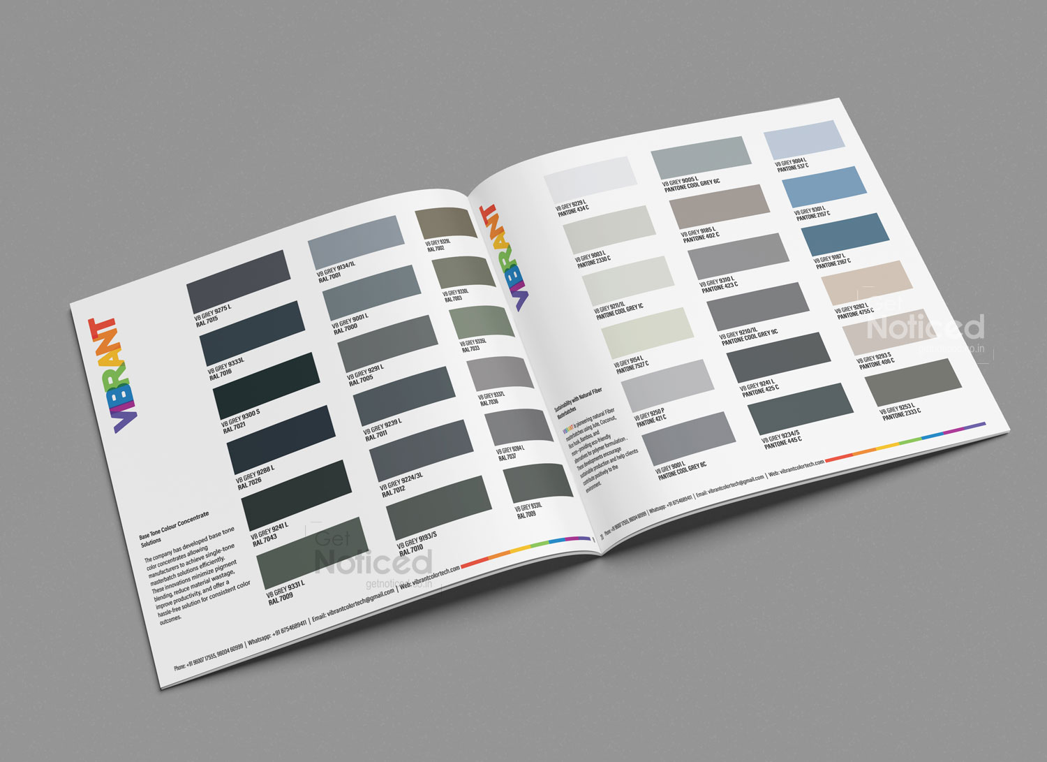 Square-format product catalogue showcasing masterbatch color range