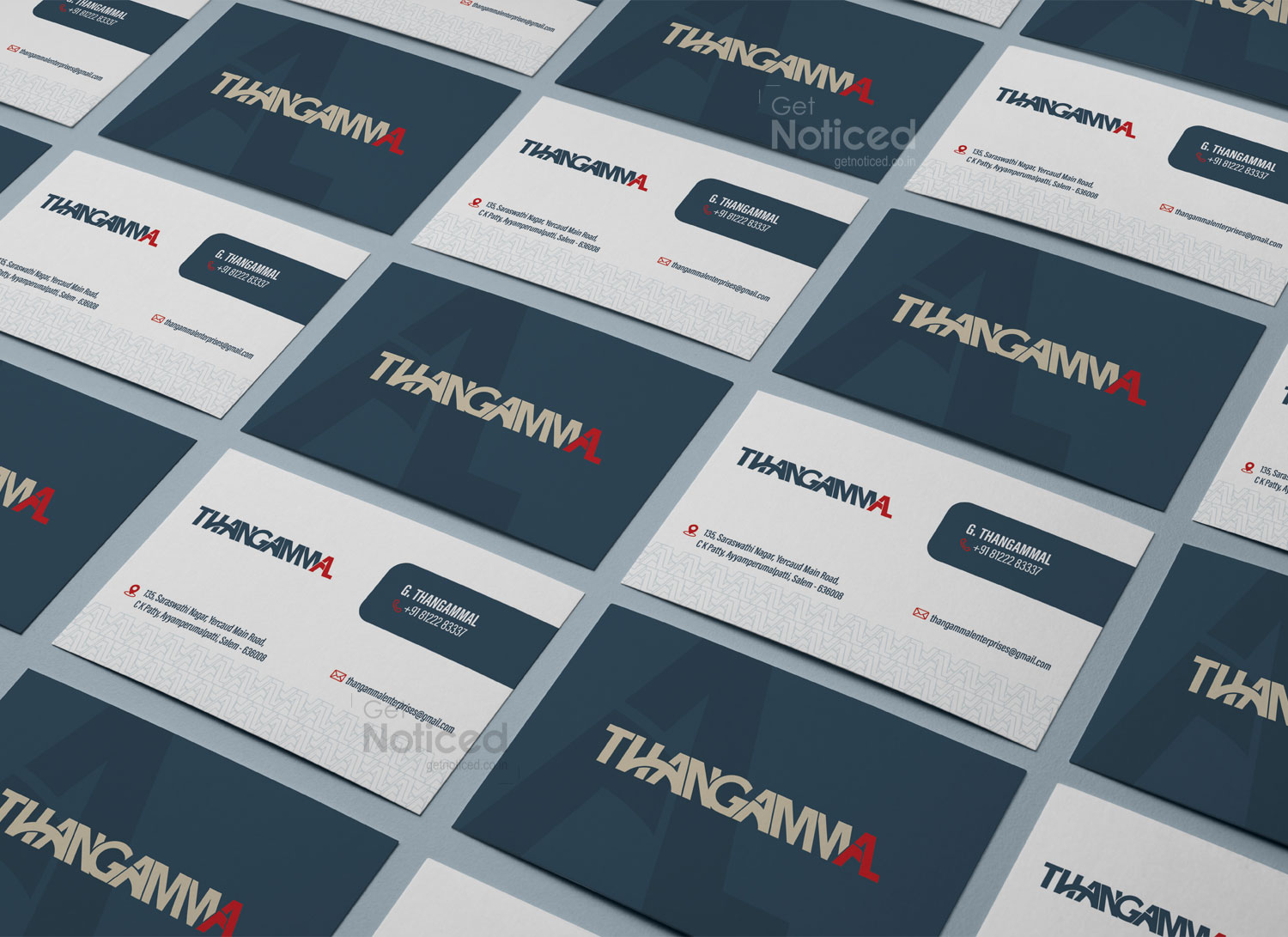 Professional business stationery design for Thangammal brand identity by Get Noticed