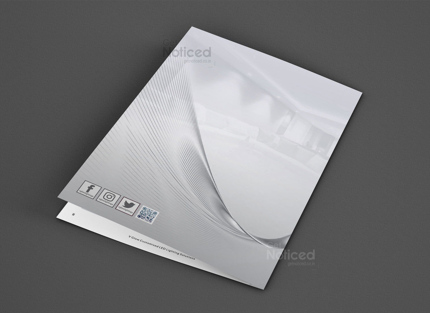 Professional product catalogue designed to promote V Glow LED lights to global distributors
