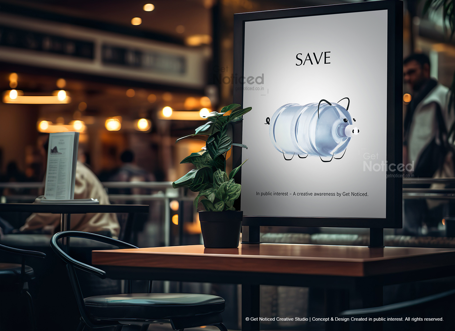 Public awareness outdoor advertisement design promoting water conservation
