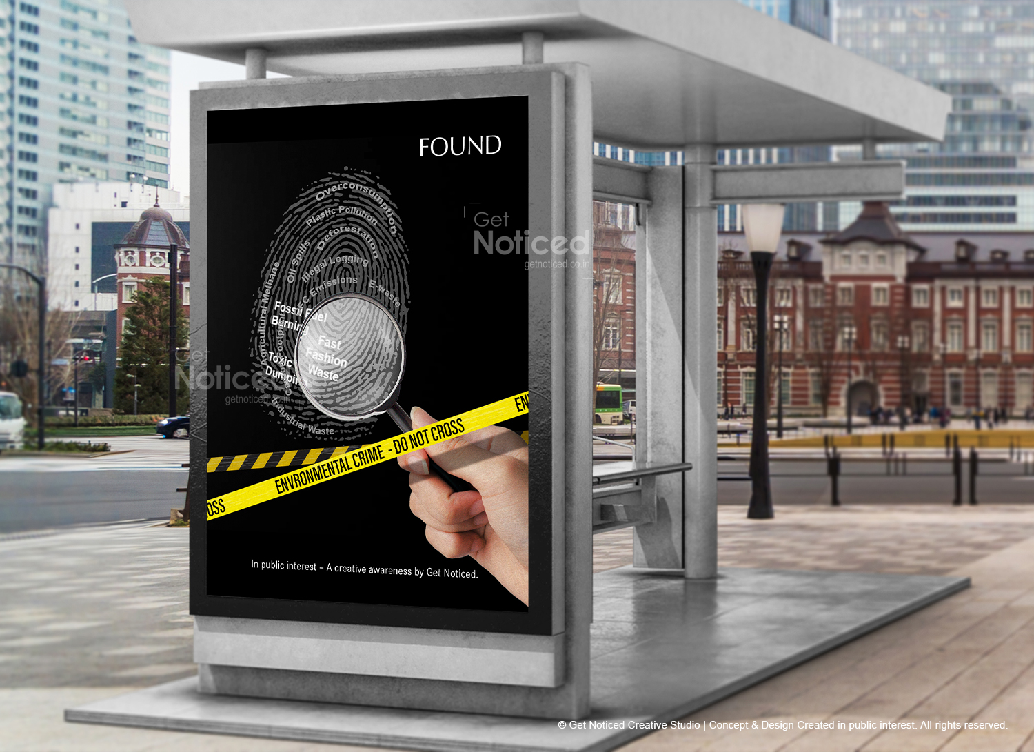 Public interest outdoor advertisement design highlighting environmental awareness