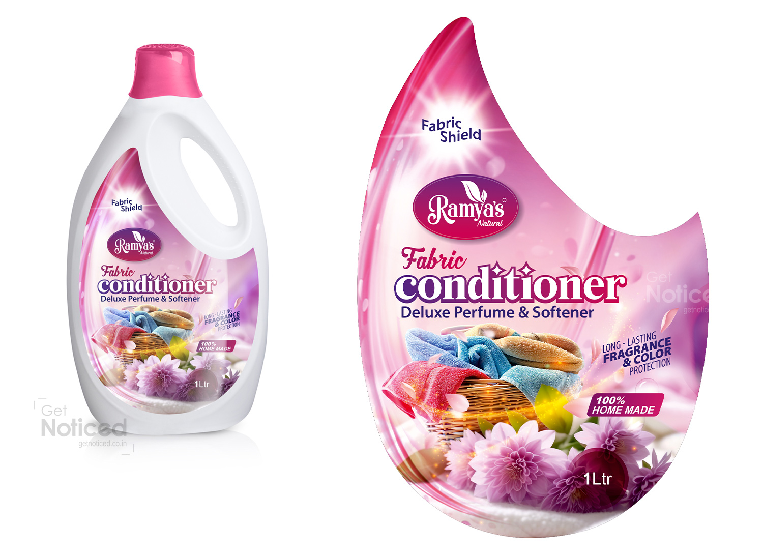 Ramya's Fabric Conditioner bottle label packaging design