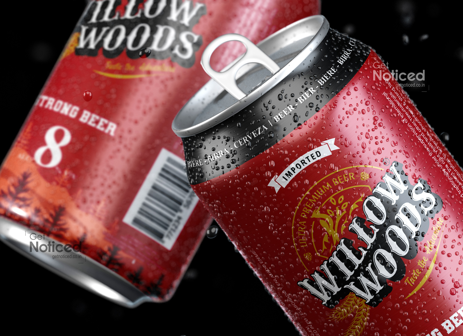 willow woods beer can packaging design