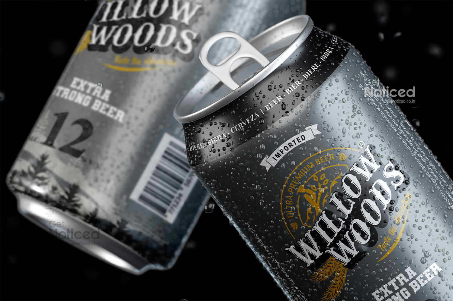 willow woods beer can packaging design 12%