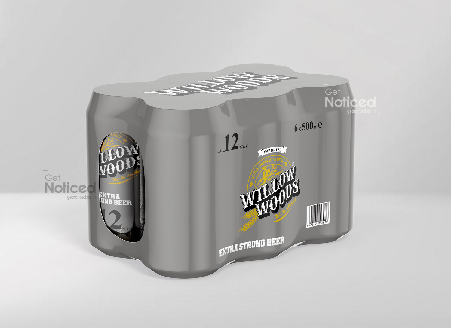 willow woods beer can packaging design 12%