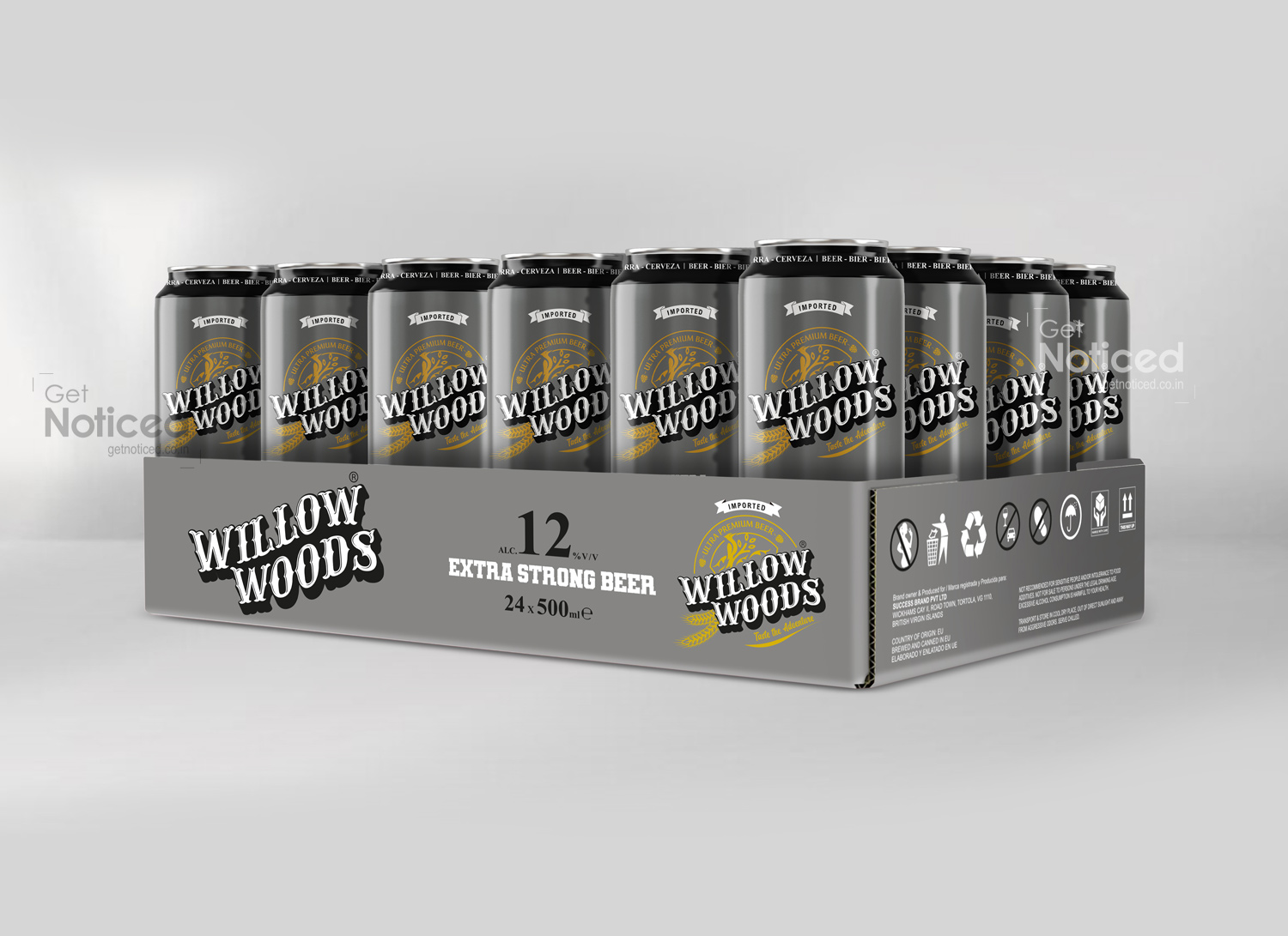 willow woods beer can packaging design 12%