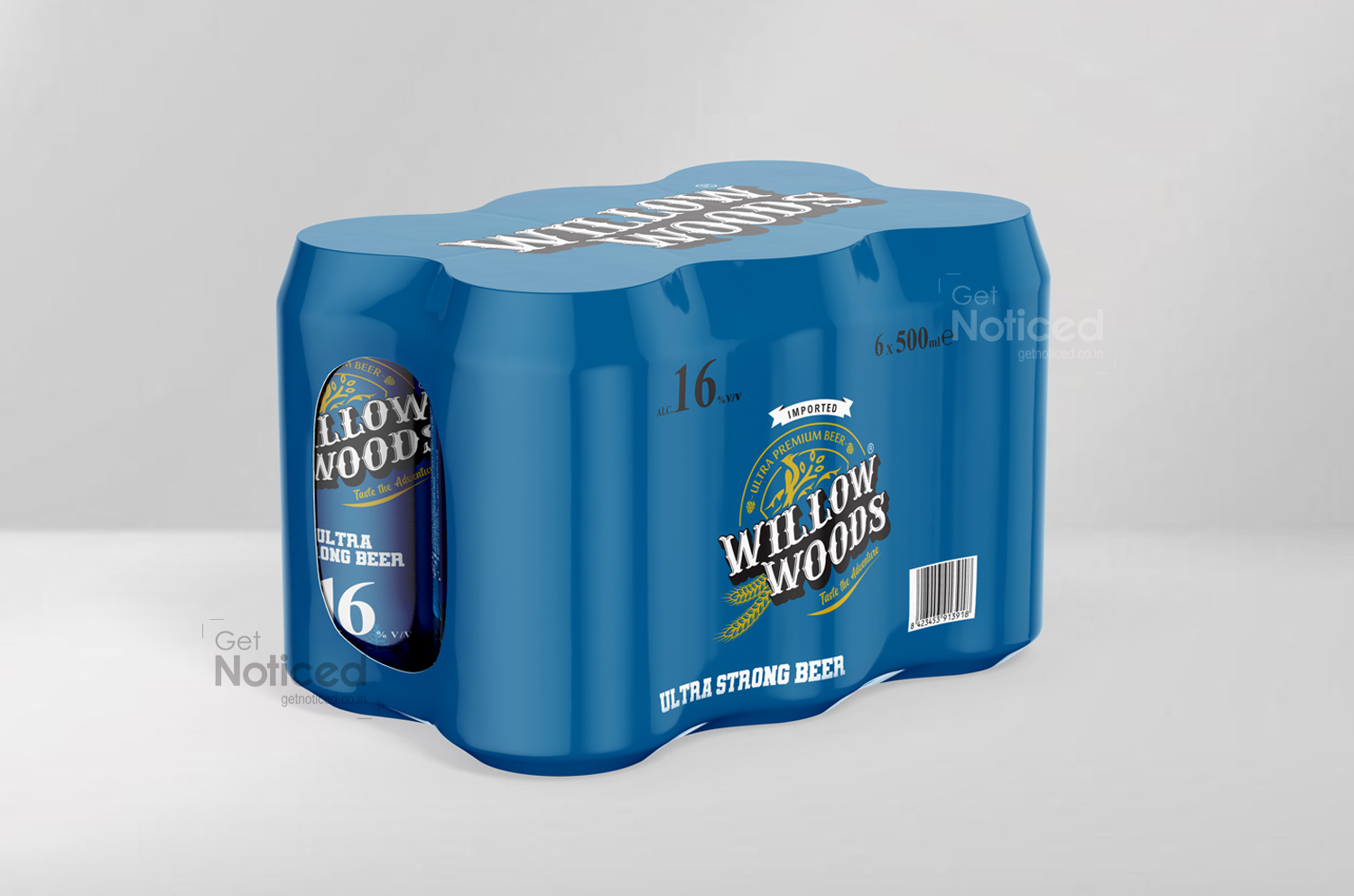 willow woods beer can packaging design 16%