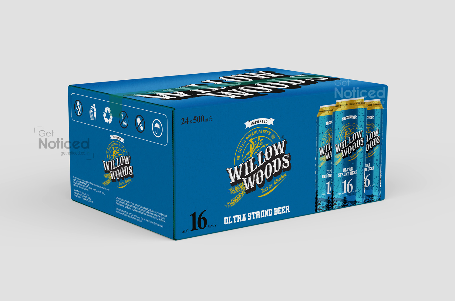 willow woods beer can packaging design 16%