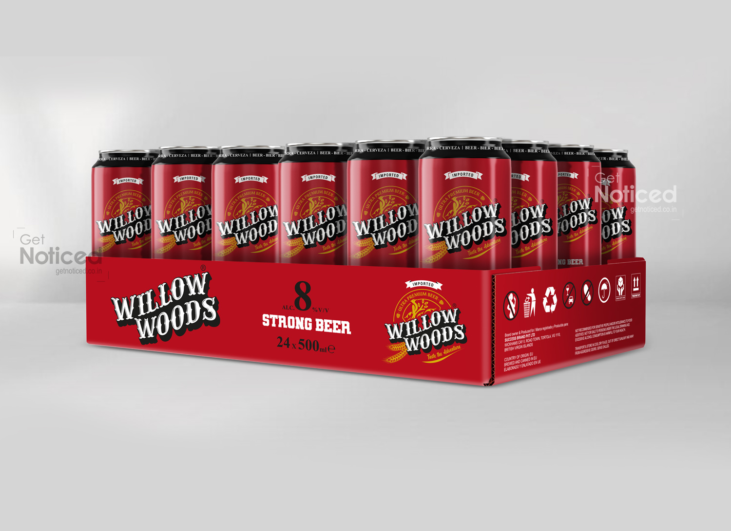 willow woods beer can packaging design 8%