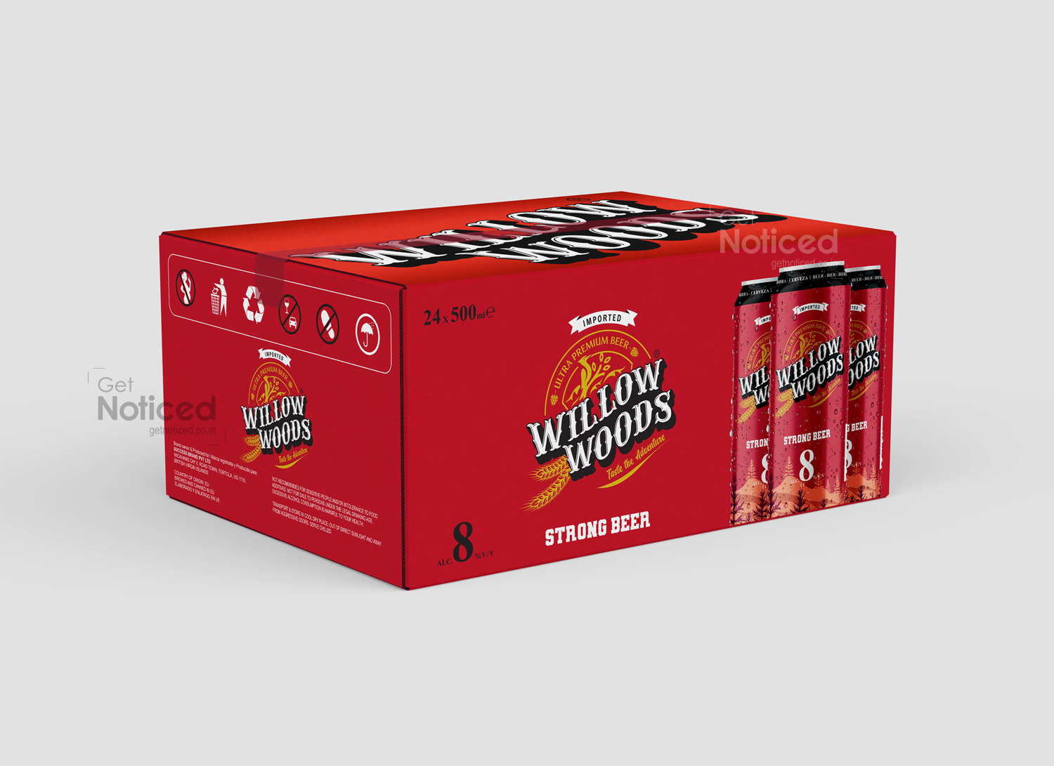 willow woods beer can packaging design 8%