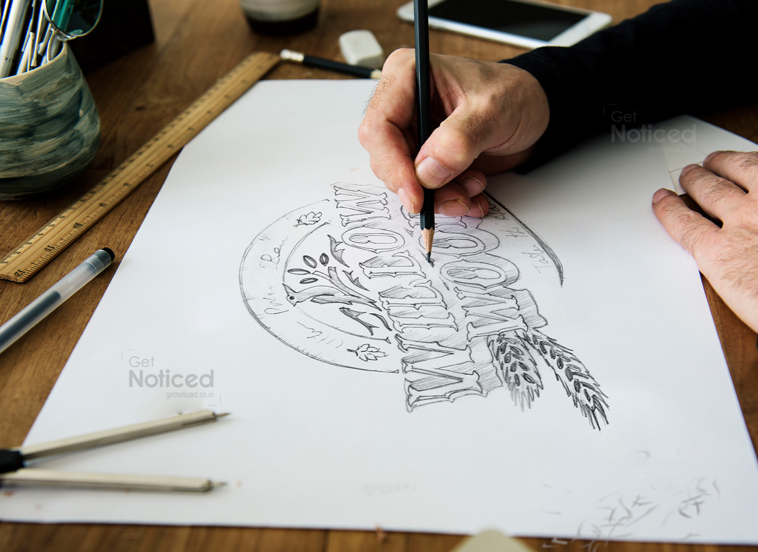 Willow Woods brewery logo design with bold premium beer brand identity presentation