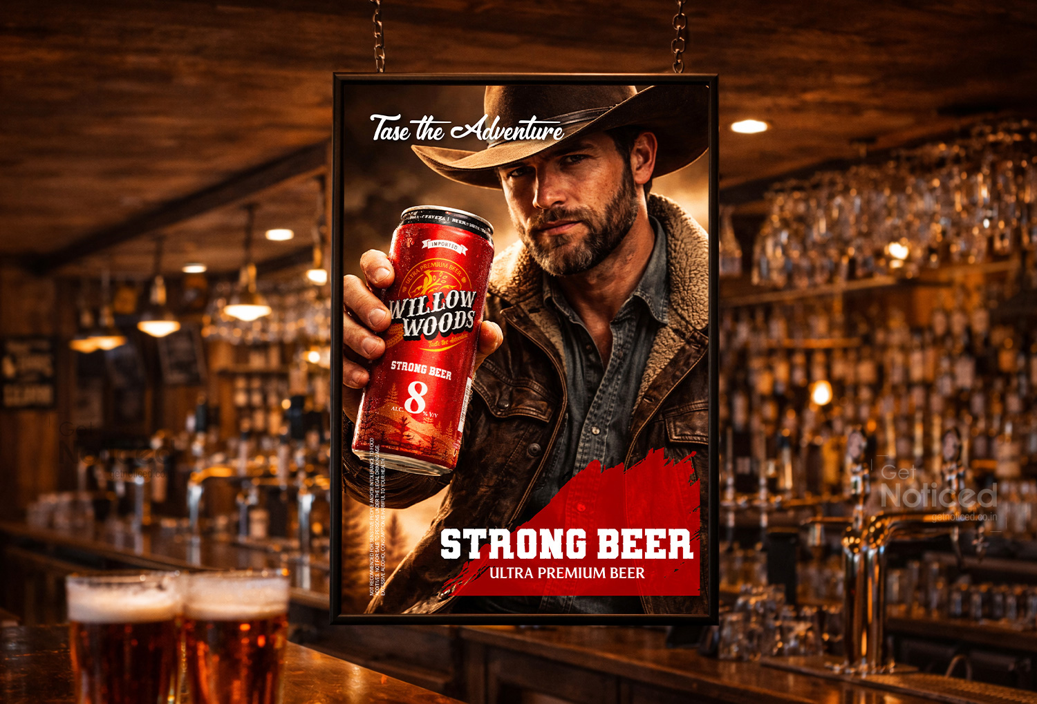 Willow Woods poster design created to support premium brewery brand rollout and product visibility