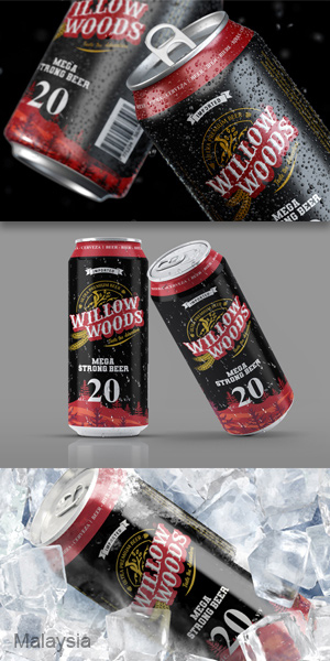 Custom Mega Strong Beer Can Packaging Design for Willow Woods Brand