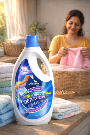 Fabric Detergent Bottle Label Packaging Design for Ramys Brand