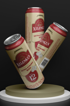 Kelenken beer can packaging design 12%