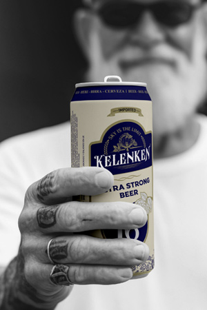 Kelenken beer can packaging design 16%