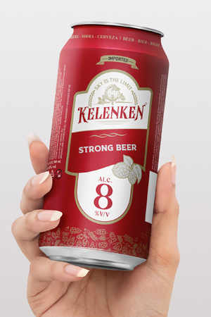 Kelenken beer can packaging design 8%