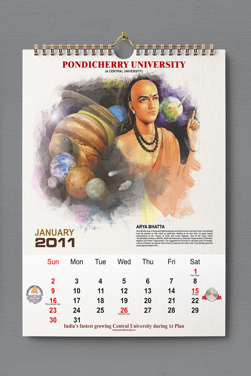 Pondicherry University Calendar Design 2011