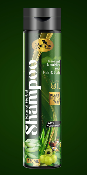 Ramy's natural herbal shampoo packaging design