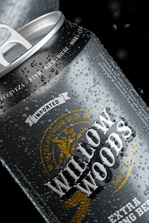 willow woods beer can packaging design 12%
